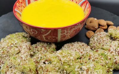 Bocaditos de Tofu y Arvejas con Salsa de Azafrán